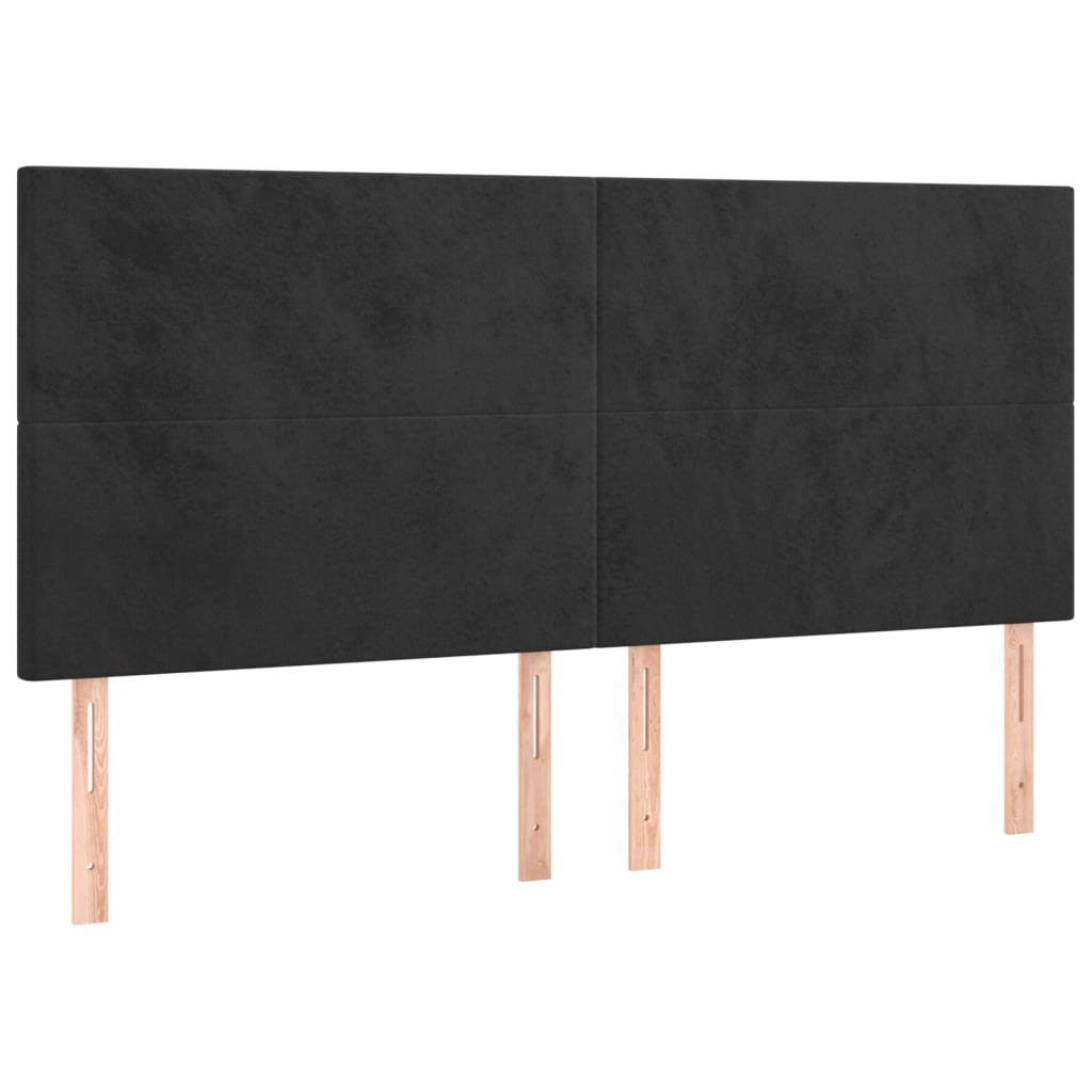 vidaXL Tăblie de pat cu LED, negru, 200x5x118/128 cm, catifea