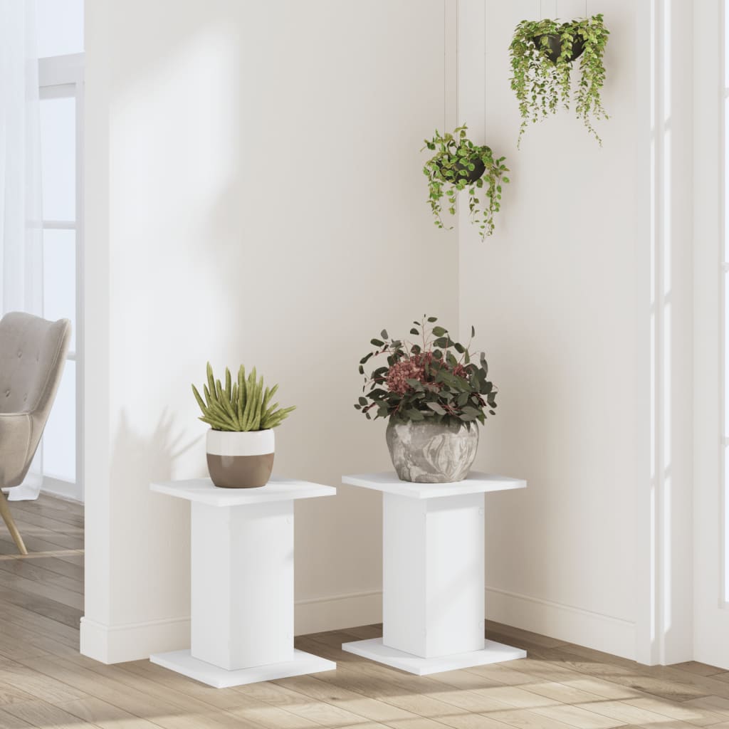 vidaXL Suporturi de plante, 2 buc., alb, 30x30x40 cm, lemn prelucrat