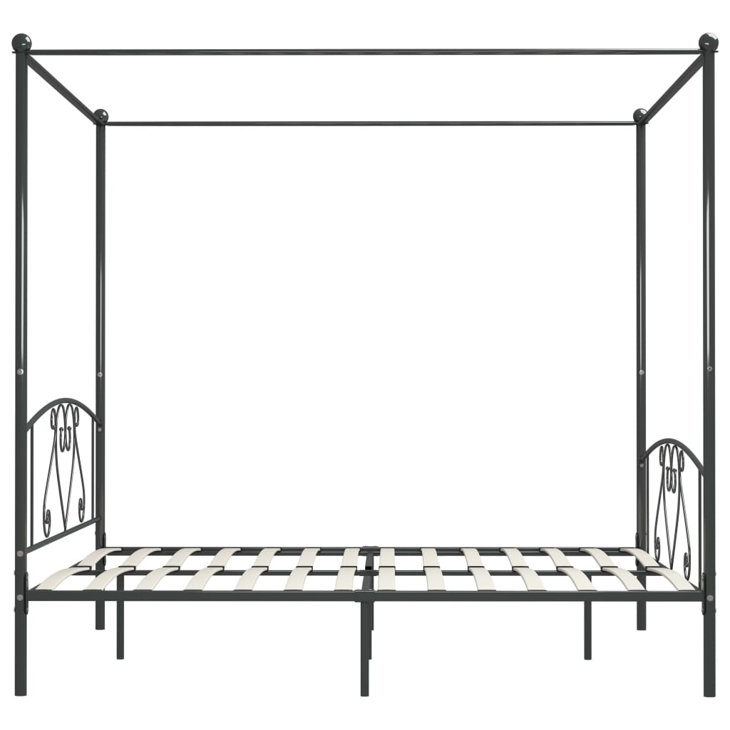 vidaXL Cadru de pat cu baldachin, gri, 200 x 200 cm, metal