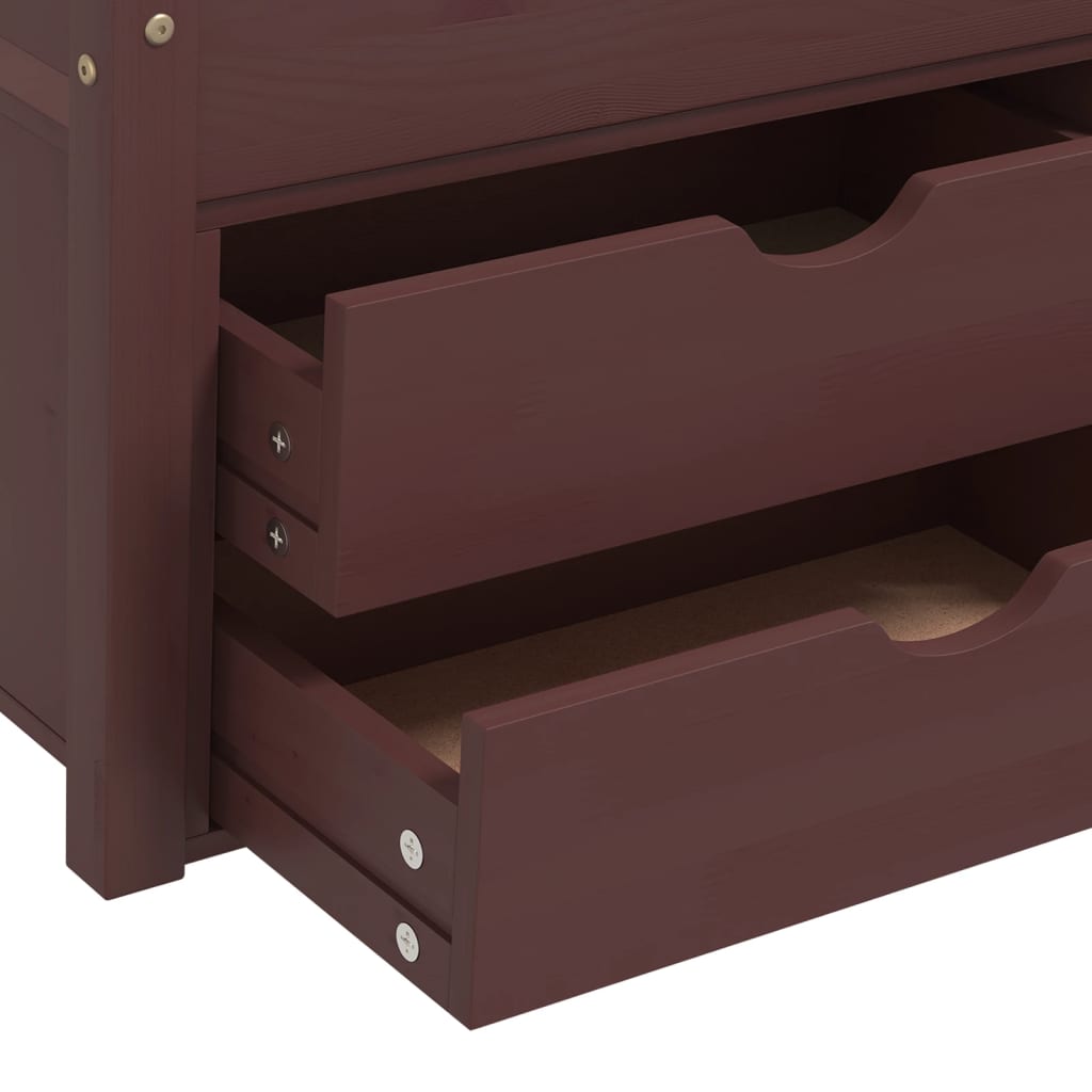 vidaXL Cadru pat cu sertare & dulap maro închis, 90x200 cm lemn de pin