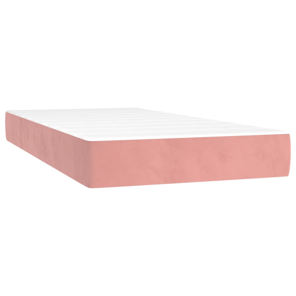 vidaXL Pat box spring cu saltea, roz, 80x200 cm, catifea