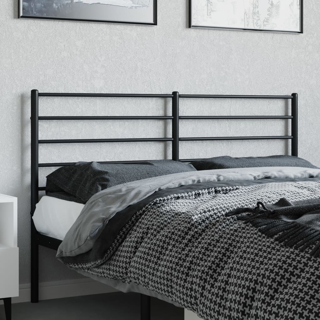 vidaXL Tăblie de pat metalică, negru, 150 cm