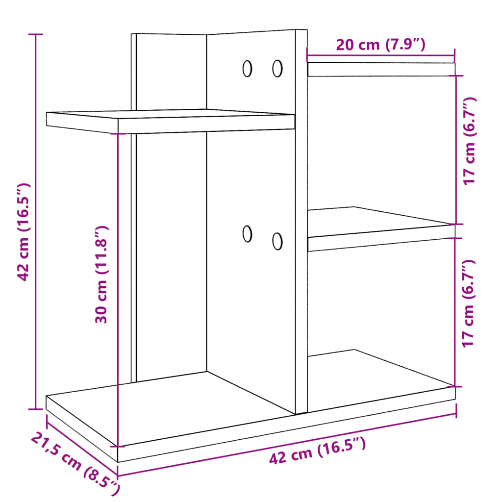 vidaXL Organizator birou, negru, 42x21,5x42 cm lemn prelucrat