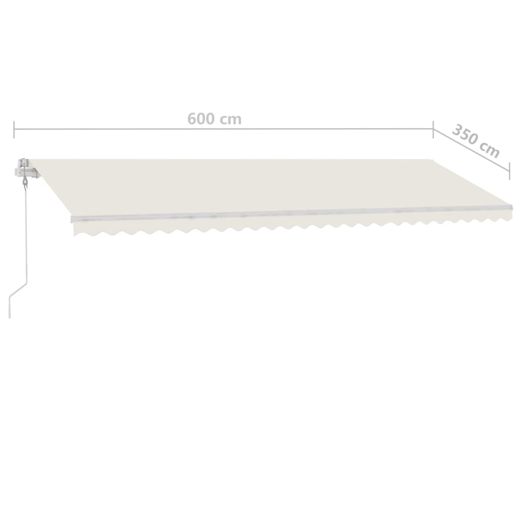 vidaXL Copertină autonomă retractabilă automat, crem, 600x350 cm