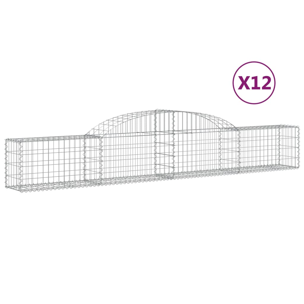 vidaXL Coșuri gabion arcuite, 12 buc., 300x30x40/60cm, fier galvanizat