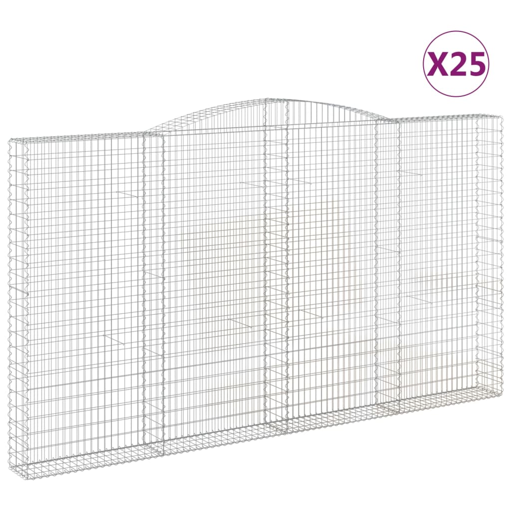 vidaXL Coșuri gabion arcuite 25 buc, 400x30x220/240cm, fier galvanizat