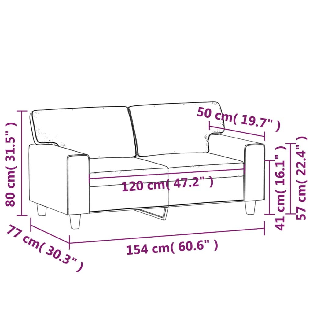 vidaXL Canapea cu 2 locuri, negru, 120 cm, piele ecologică