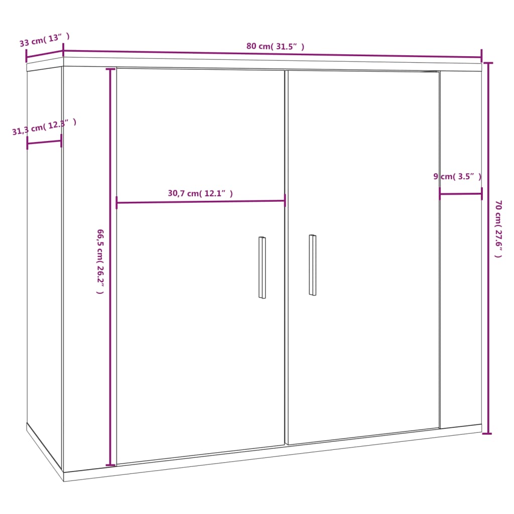 vidaXL Dulap, stejar fumuriu, 80x33x70 cm, lemn compozit