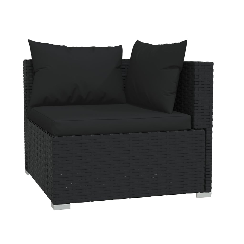 vidaXL Set mobilier de grădină cu perne, 9 piese, negru, poliratan