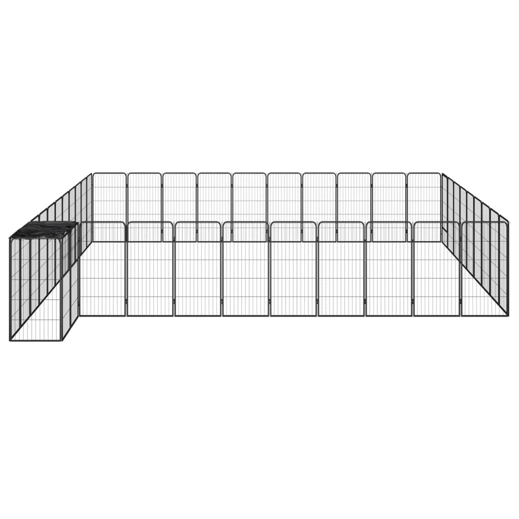 vidaXL Țarc câini 42 panouri negru 50x100 cm oțel vopsit electrostatic