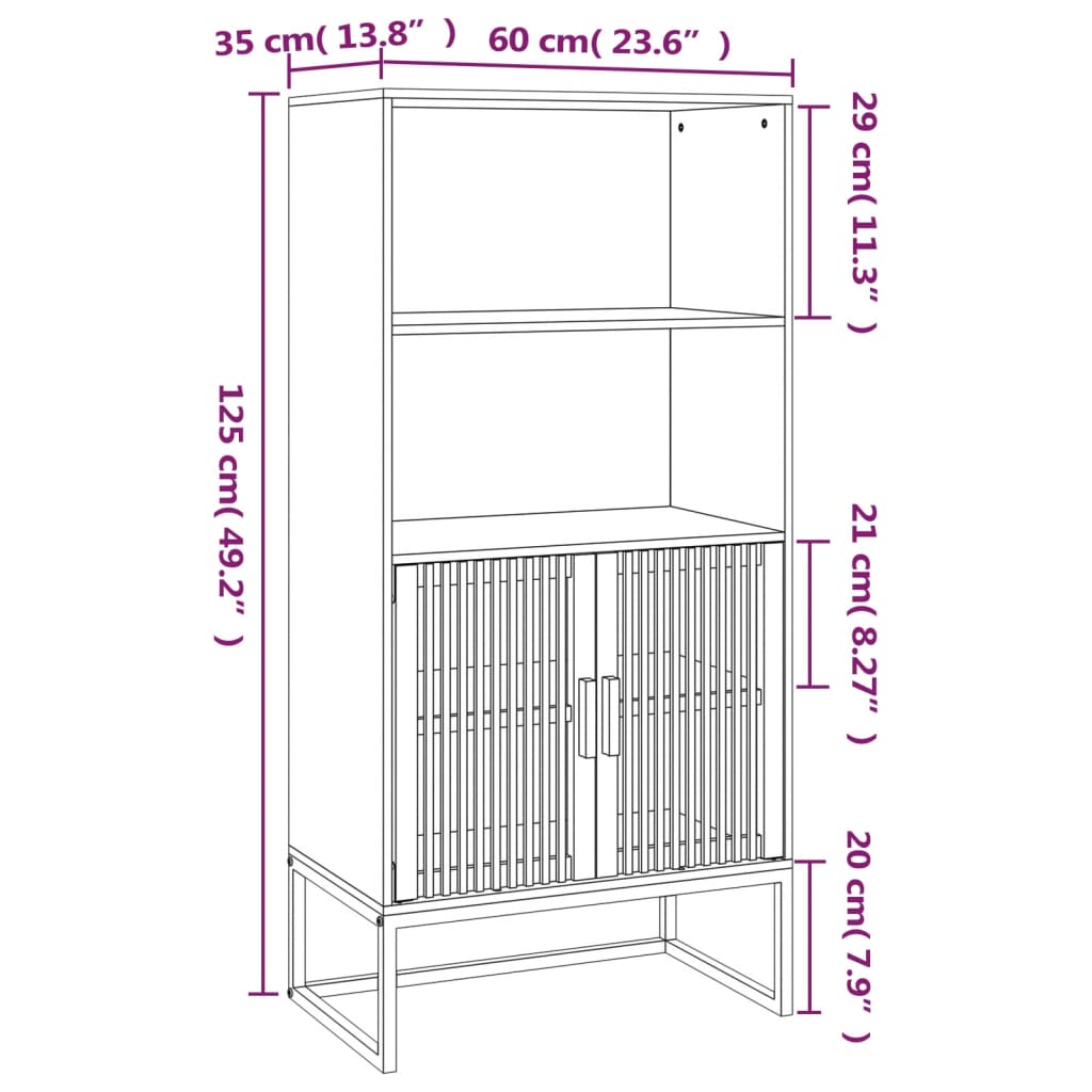 vidaXL Dulap înalt, alb, 60x35x125 cm, lemn prelucrat