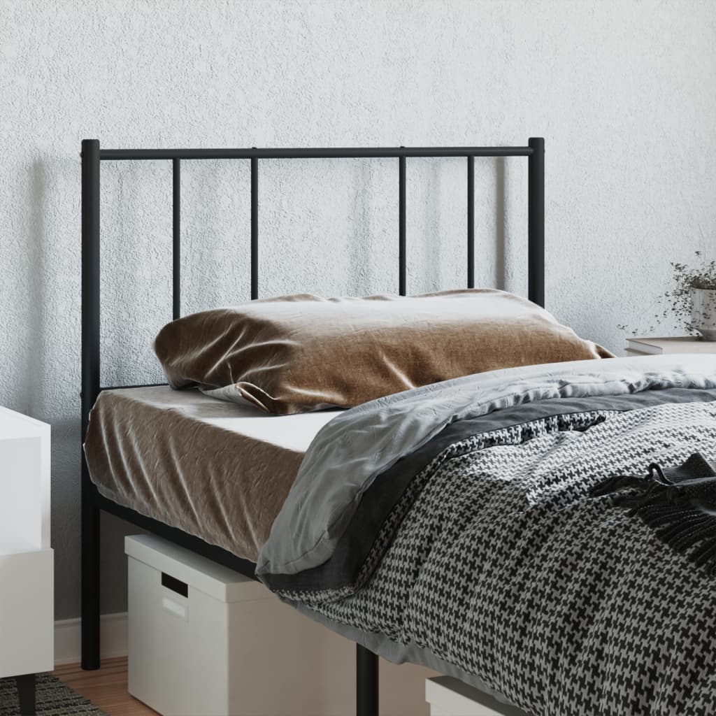 vidaXL Tăblie de pat metalică, negru, 75 cm