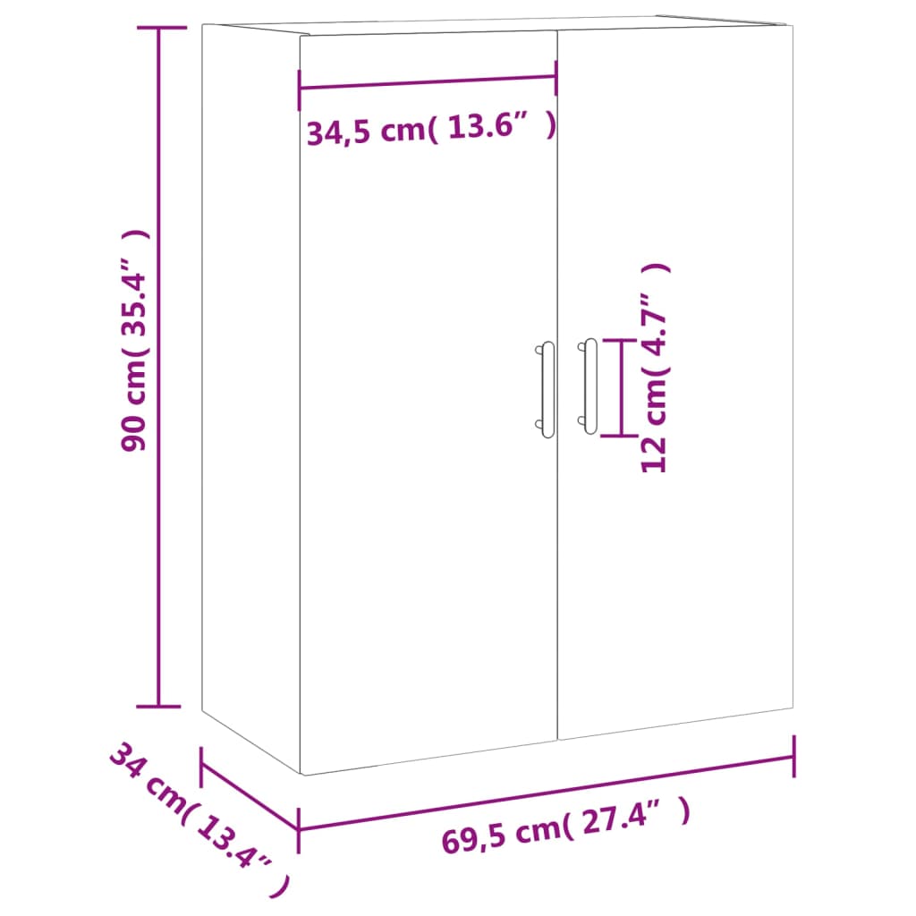 vidaXL Dulap montat pe perete, stejar maro, 69,5x34x90 cm