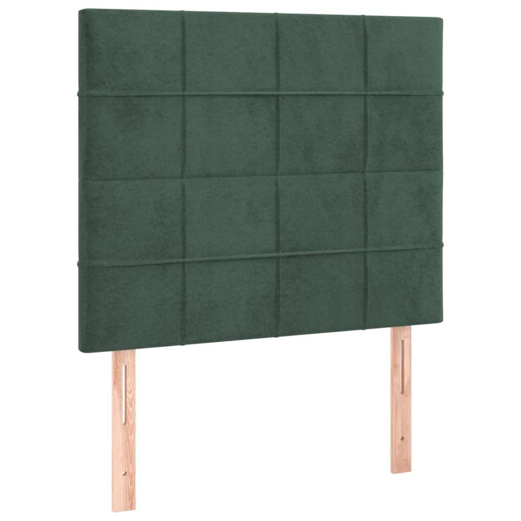 vidaXL Pat box spring cu saltea, verde închis, 100x200 cm, catifea