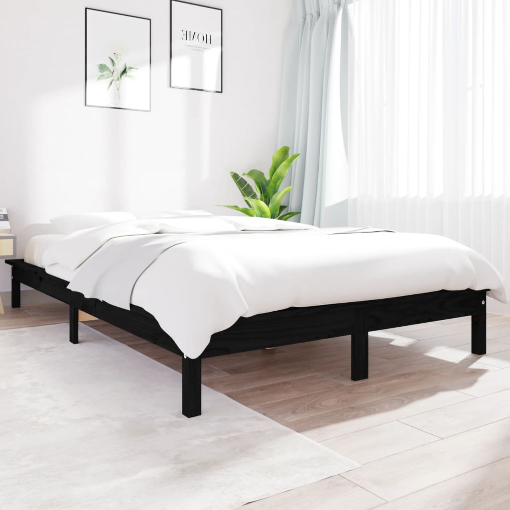 vidaXL Cadru de pat Super King, negru, 180x200 cm, lemn masiv de pin