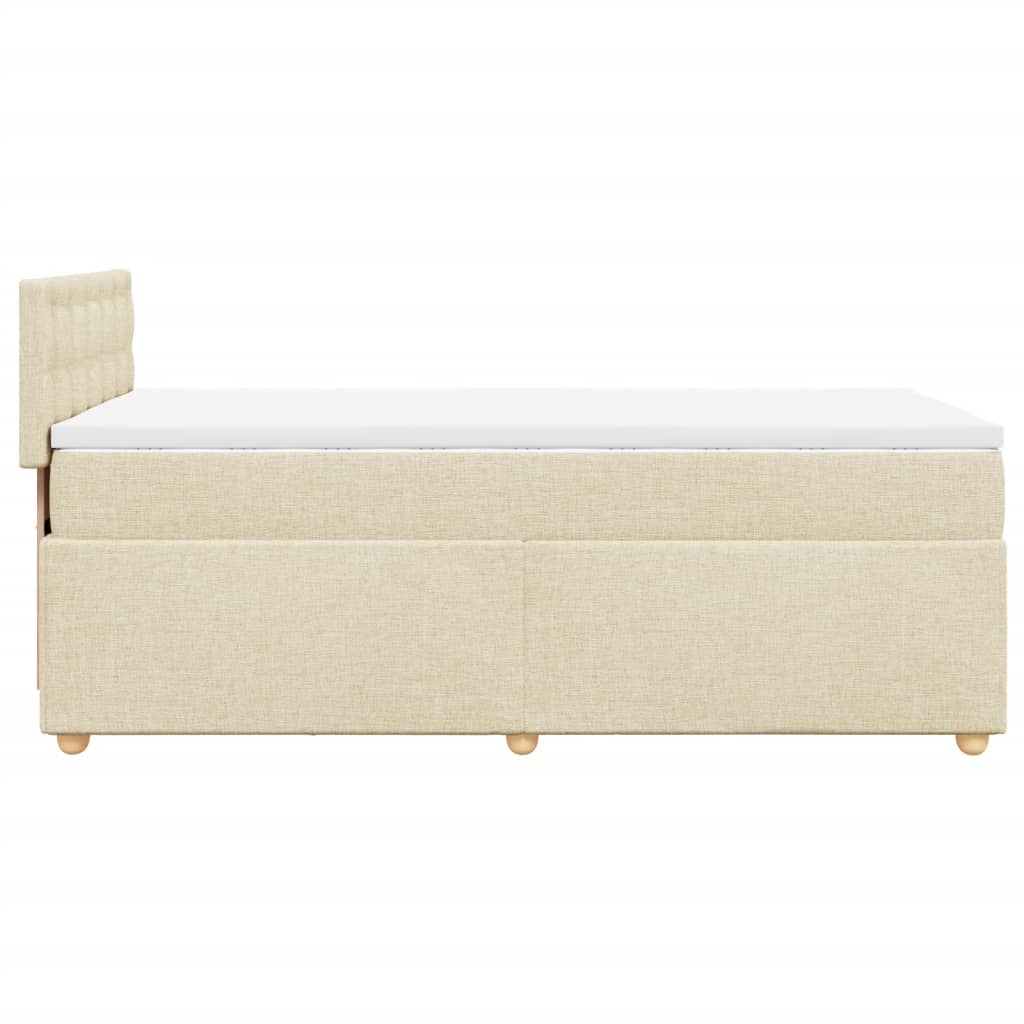 vidaXL Pat box spring cu saltea, crem, 90x190 cm, textil