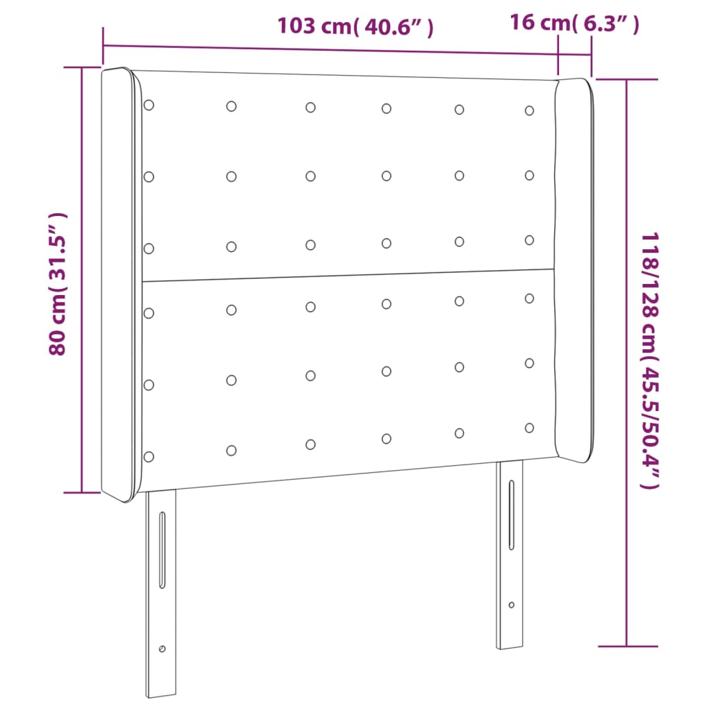 vidaXL Tăblie de pat cu LED, verde închis, 103x16x118/128 cm, catifea