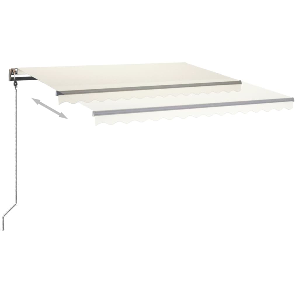 vidaXL Copertină retractabilă manual cu LED, crem, 450x350 cm