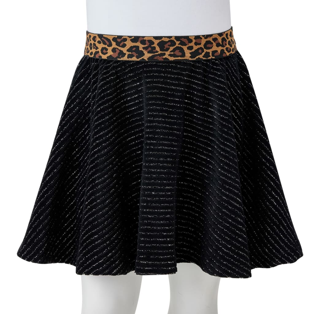 Fusta de copii cu talie tip leopard, negru, 140