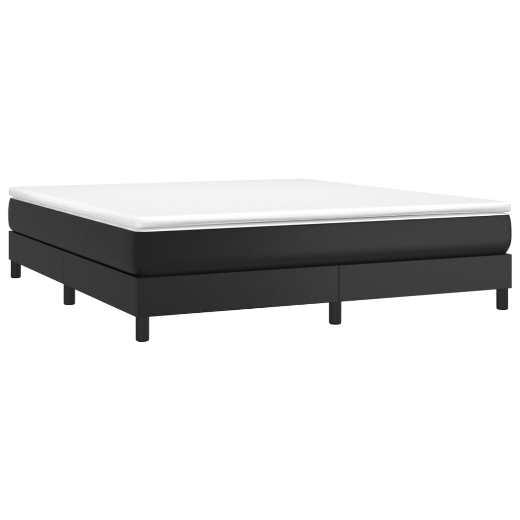 vidaXL Pat box spring cu saltea, negru, 160x200 cm, piele ecologică