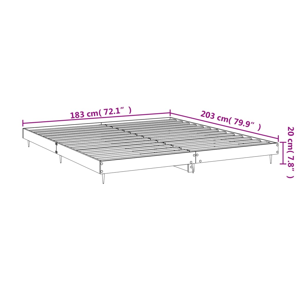 vidaXL Cadru de pat, gri beton, 180x200 cm, lemn prelucrat