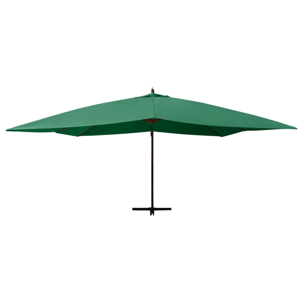 vidaXL Umbrelă suspendată cu stâlp din lemn, verde, 400x300 cm