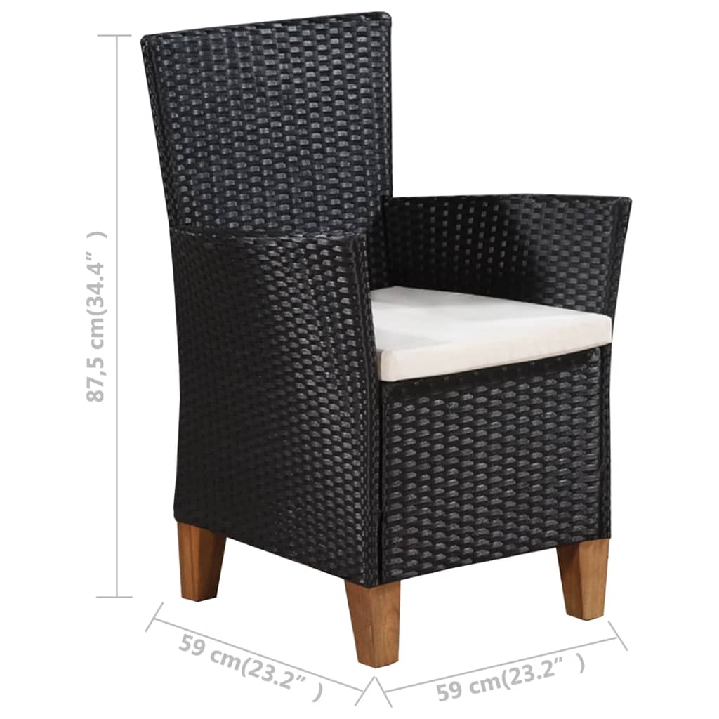 vidaXL Set mobilier de exterior, 5 piese, negru și maro, poliratan