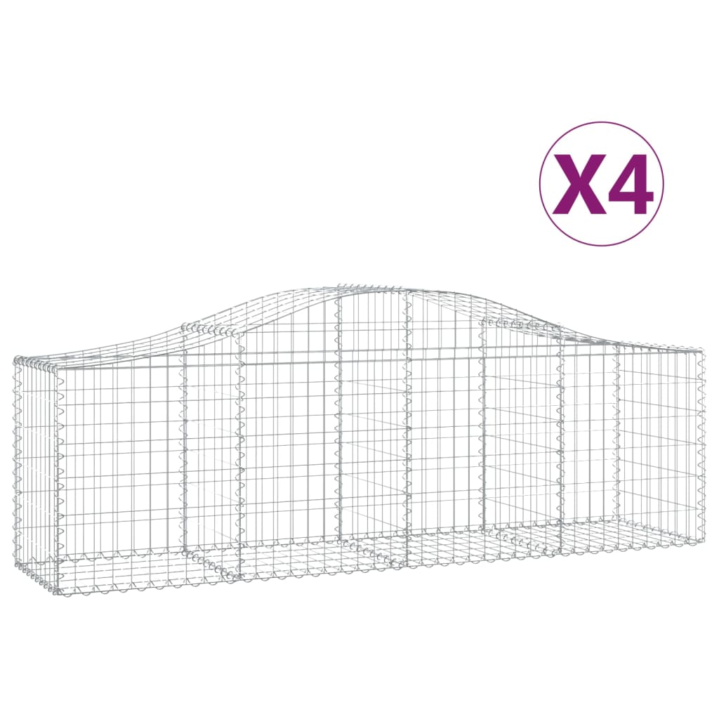 vidaXL Coșuri gabion arcuite 4 buc, 200x50x60/80 cm, fier galvanizat