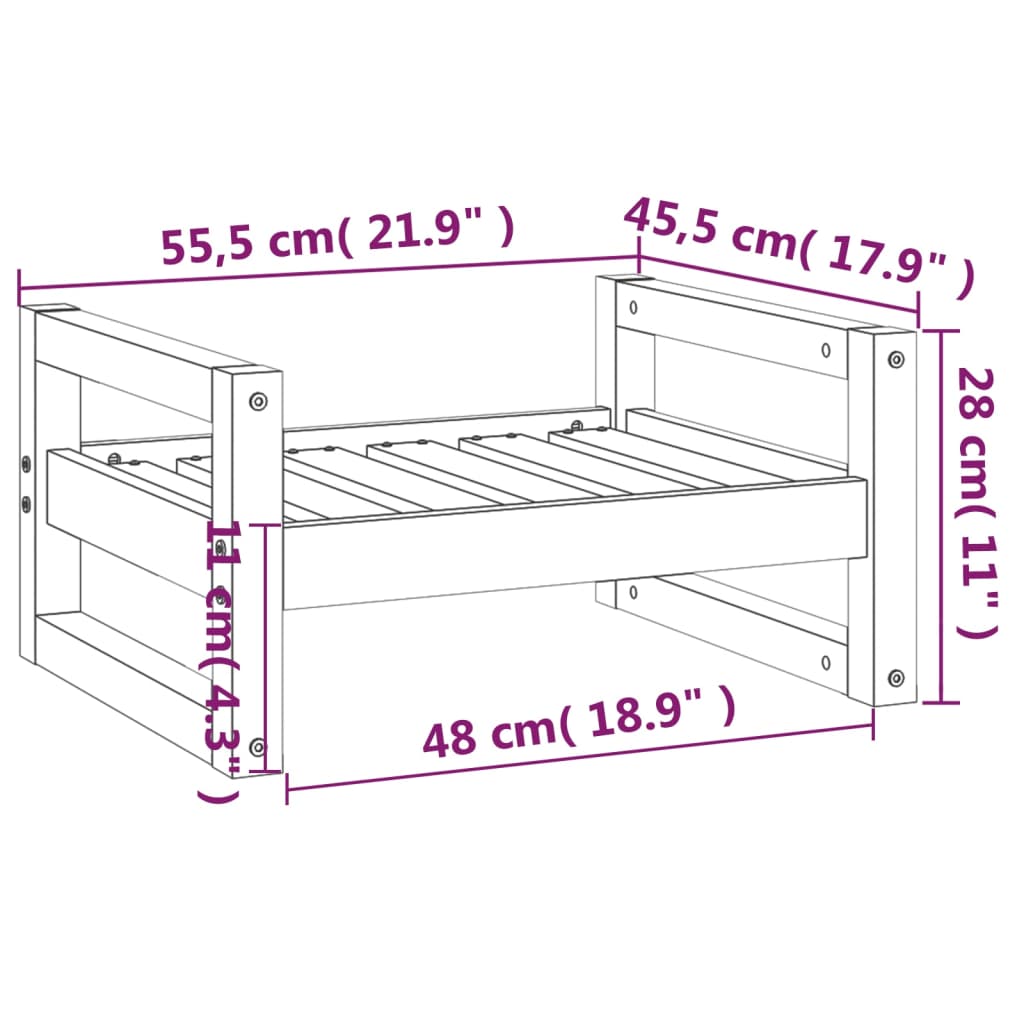 vidaXL Pat pentru câini, maro miere, 55,5x45,5x28 cm, lemn masiv pin