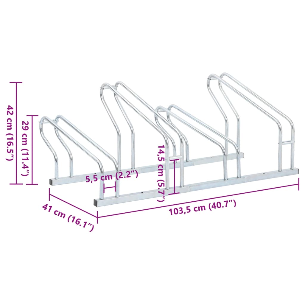 vidaXL Suport de sine stătător pentru 4 biciclete, oțel galvanizat