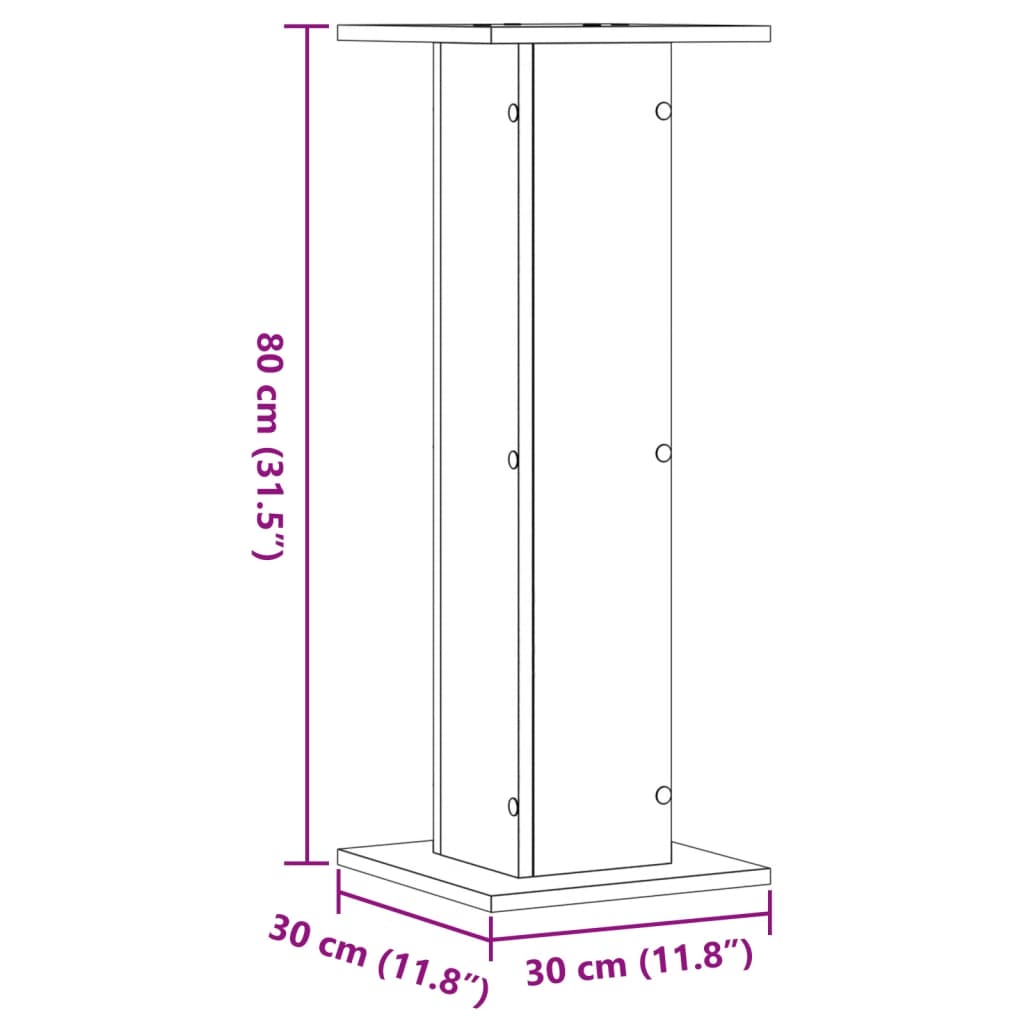 vidaXL Suporturi de plante 2 buc. stejar fumuriu 30x30x80 cm lemn