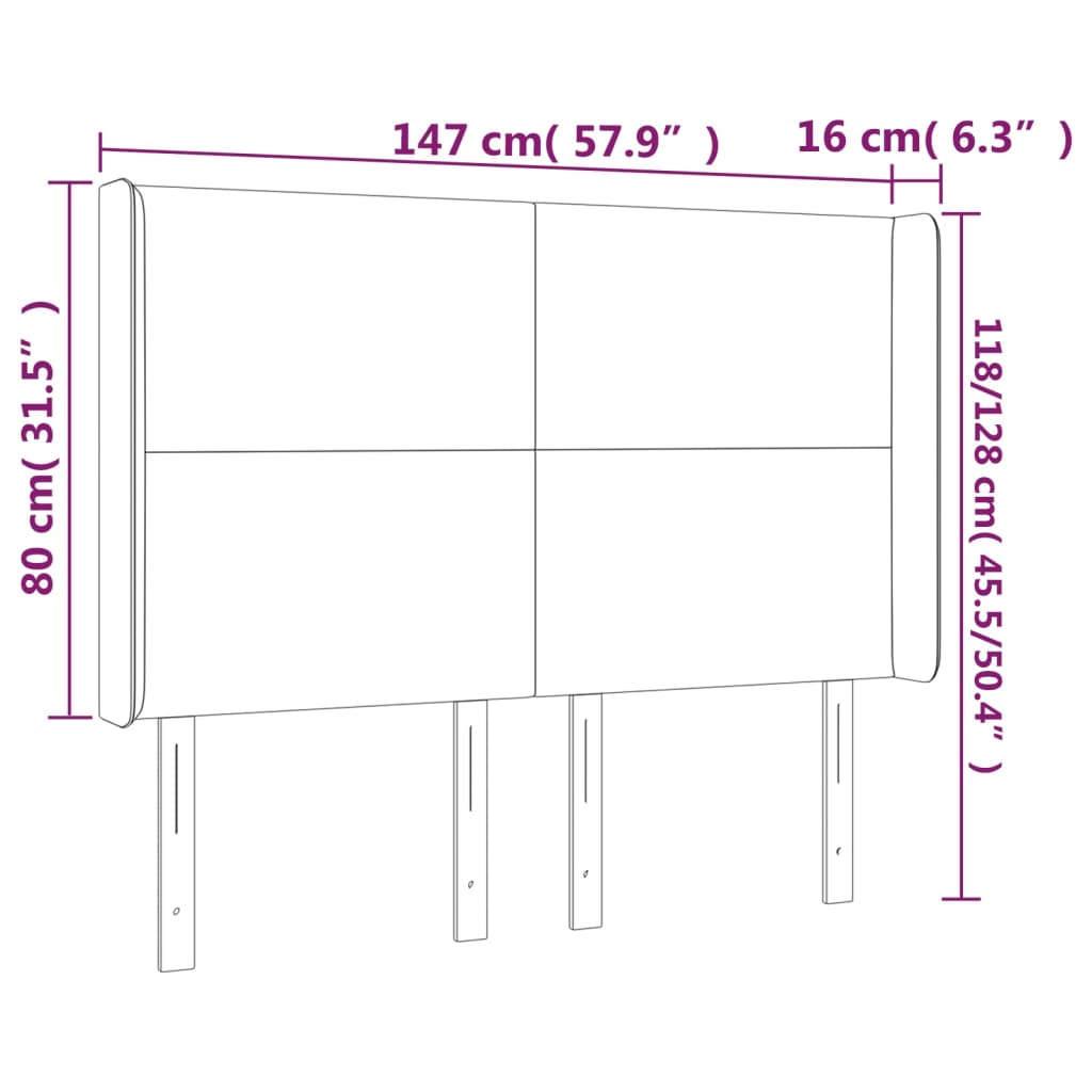 vidaXL Tăblie de pat cu aripioare, negru, 147x16x118/128 cm, piele eco