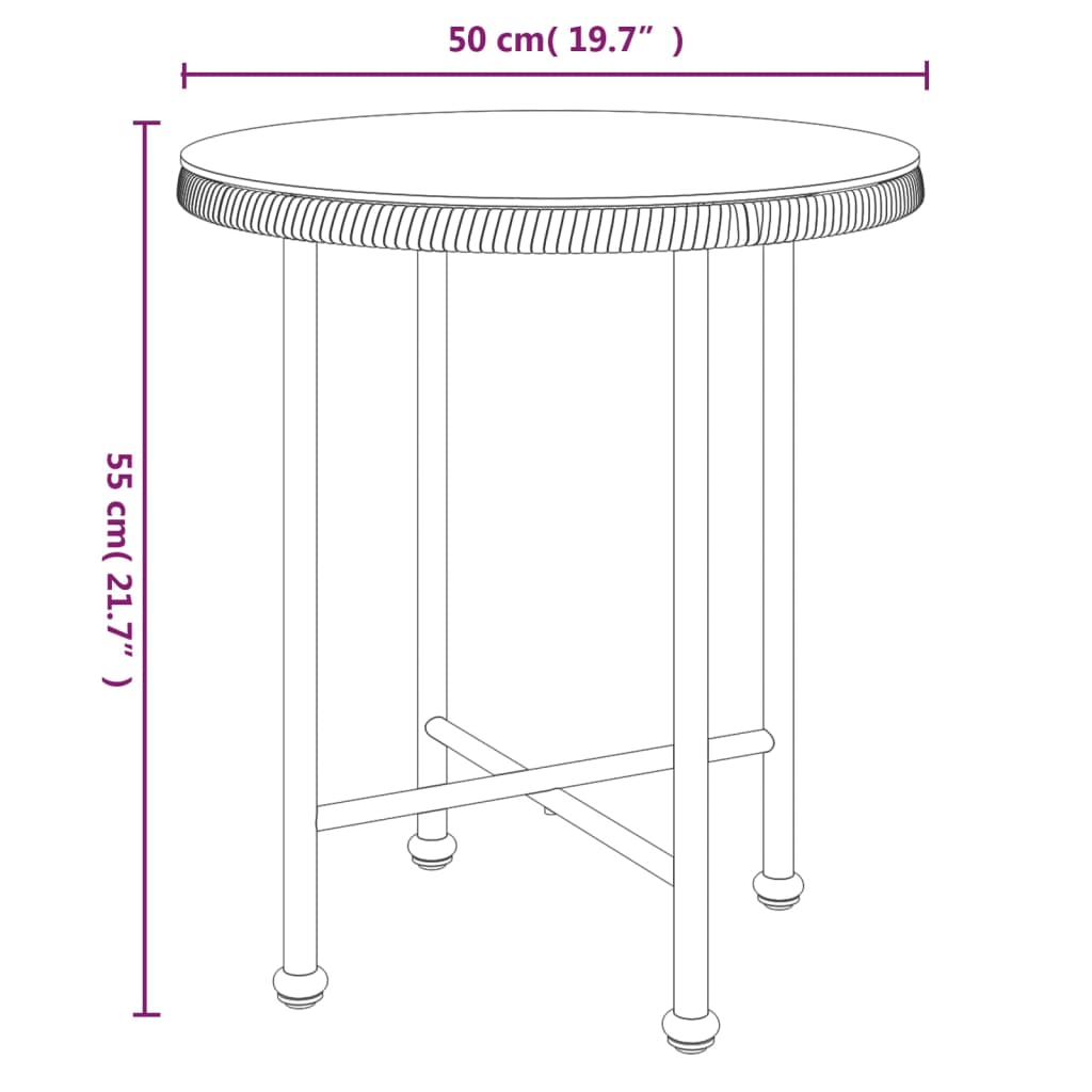 vidaXL Set mobilier de grădină, 3 piese, negru, poliratan