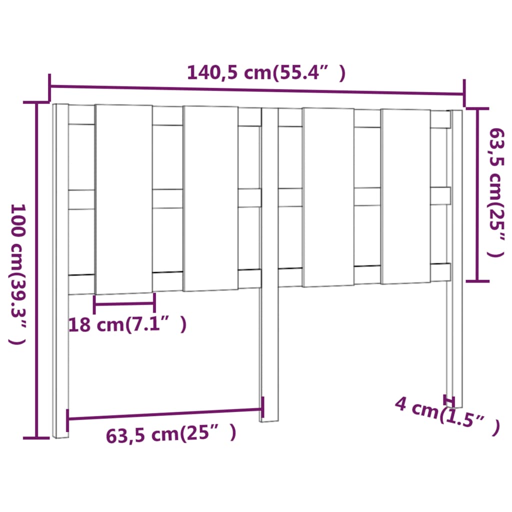 vidaXL Tăblie de pat, maro miere, 140,5x4x100 cm, lemn masiv de pin