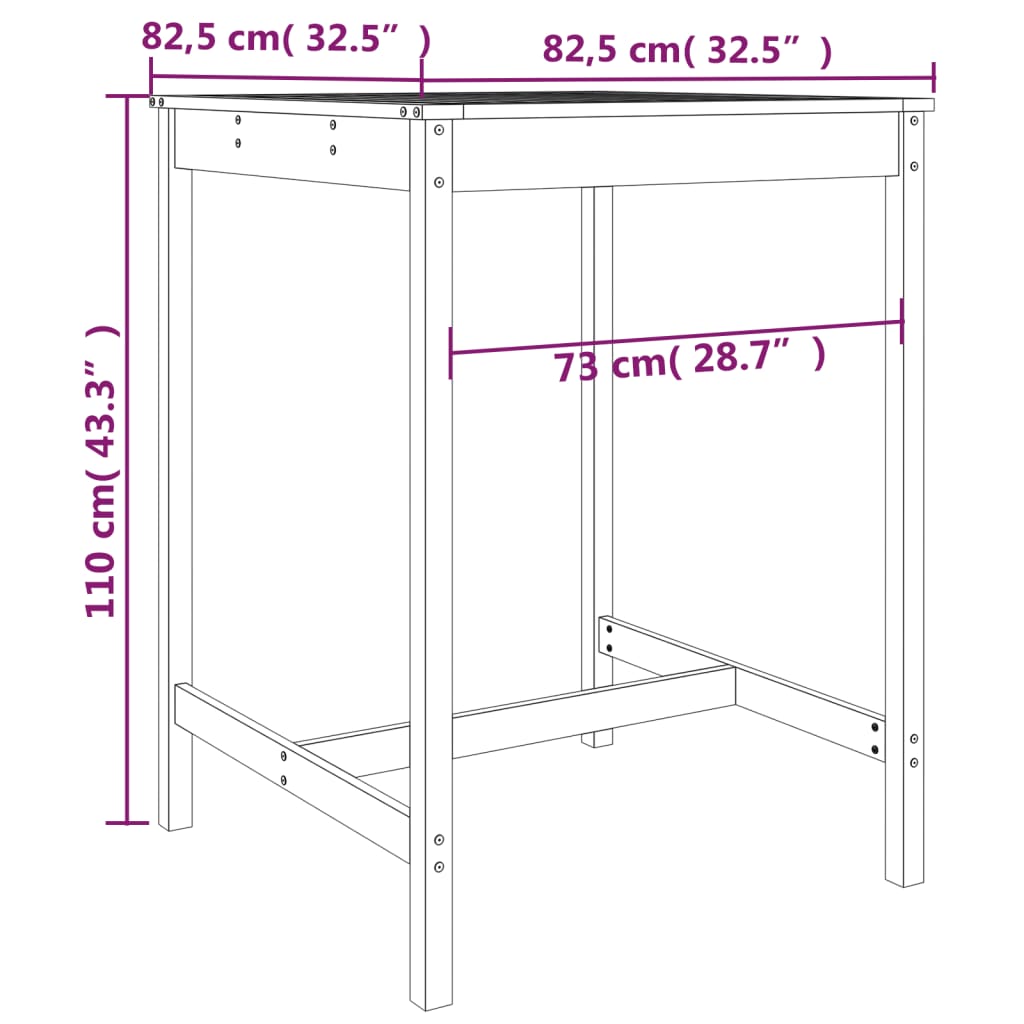 vidaXL Set mobilier bar de grădină, 5 piese, negru, lemn masiv de pin