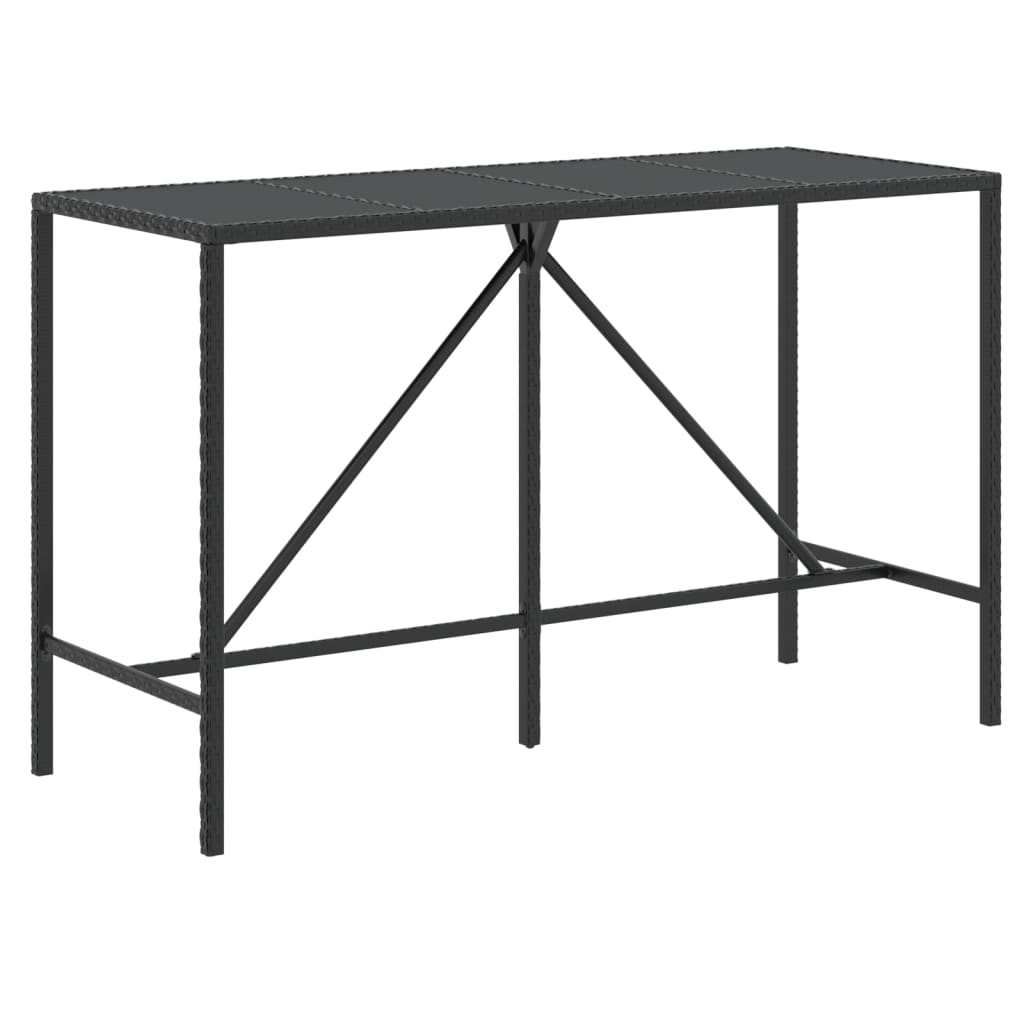 vidaXL Set mobilier bar de grădină cu perne, 9 piese, negru, poliratan