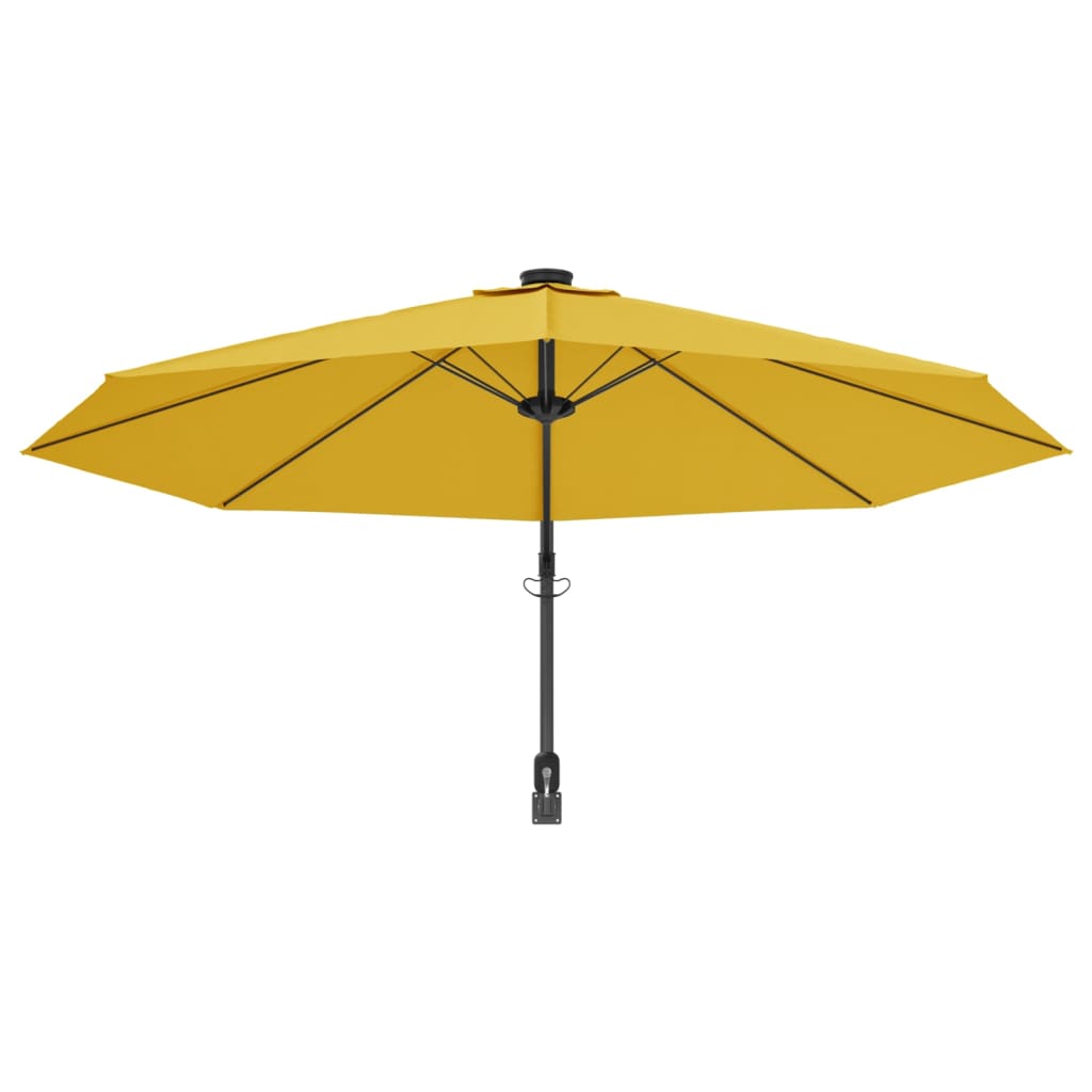 vidaXL Umbrelă de soare montată pe perete, galben, 290 cm