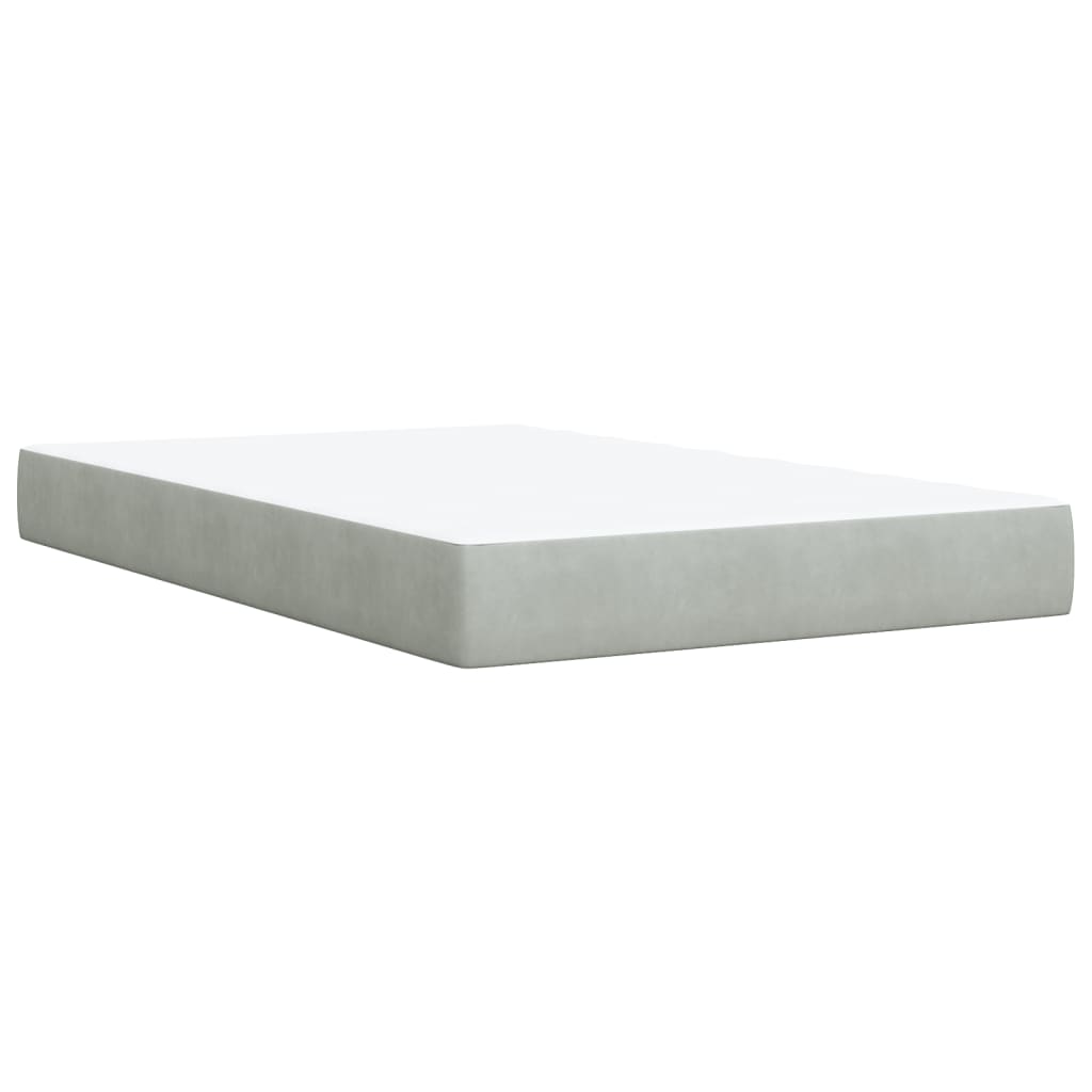 vidaXL Pat box spring cu saltea, gri deschis, 120x190 cm, catifea