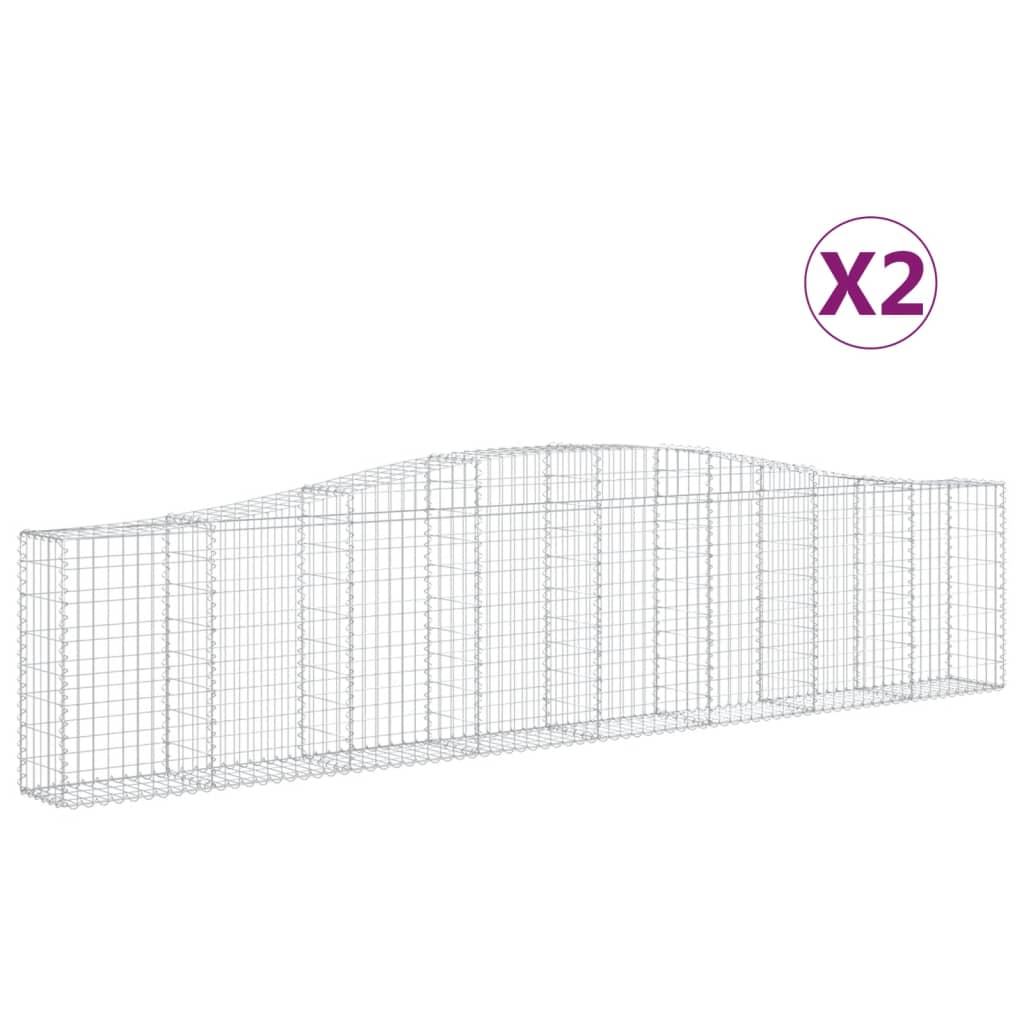 vidaXL Coșuri gabion arcuite 2 buc, 400x30x80/100 cm, fier galvanizat