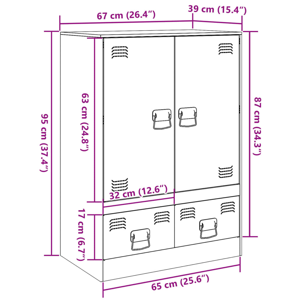 vidaXL Dulap înalt Roz 67x39x95 cm oțel