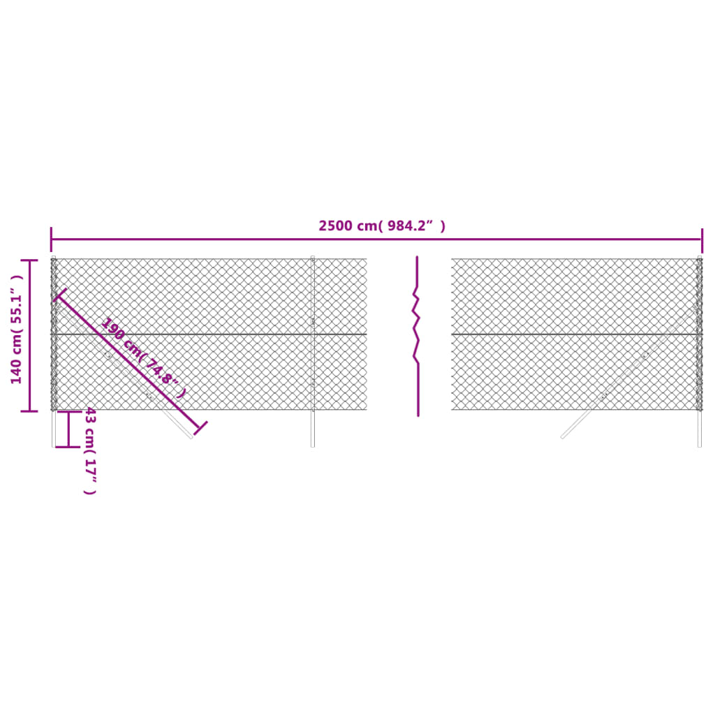 vidaXL Gard plasă de sârmă, antracit, 1,4x25 m