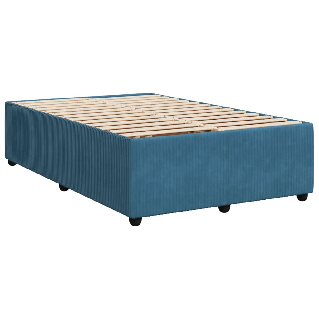 vidaXL Pat box spring cu saltea, albastru, 120x190 cm, catifea