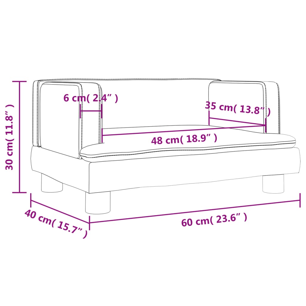 vidaXL Canapea pentru copii, albastru, 60x40x30 cm, catifea