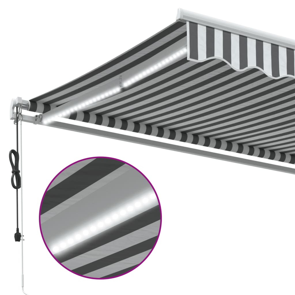 vidaXL Copertină retractabilă automat cu LED, antracit/alb, 400x300 cm