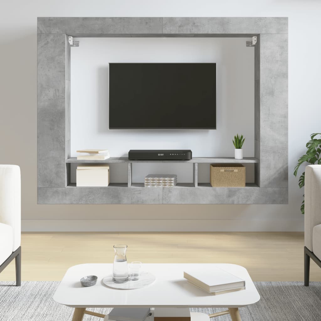 vidaXL Comodă TV, gri beton, 152x22x113 cm, lemn prelucrat