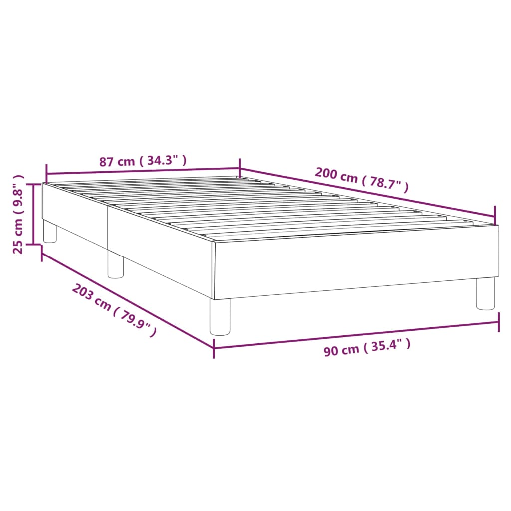 vidaXL Cadru de pat, gri, 90x200 cm, piele ecologică