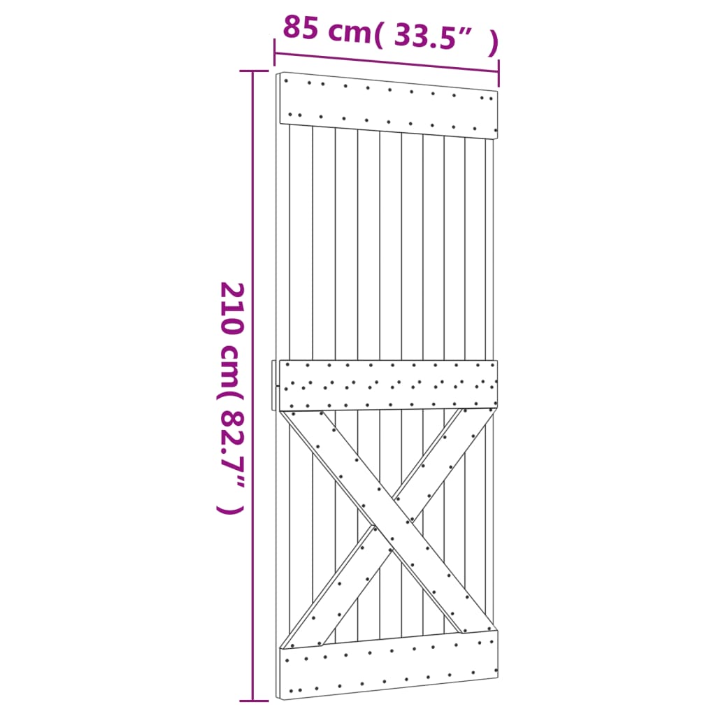 vidaXL Ușă glisantă cu set de feronerie 85x210 cm, lemn masiv de pin