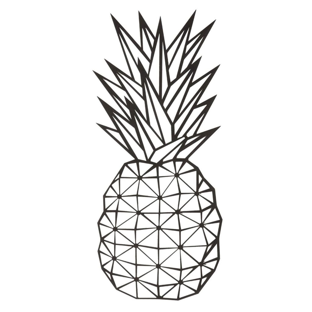 Homemania Decor de perete Pineapple, negru, 22x55 cm, oțel