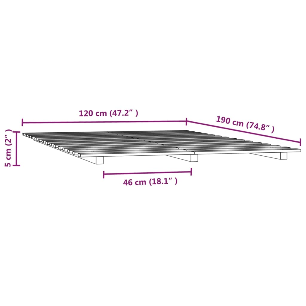 vidaXL Cadru de pat, 120x190 cm, lemn masiv pin