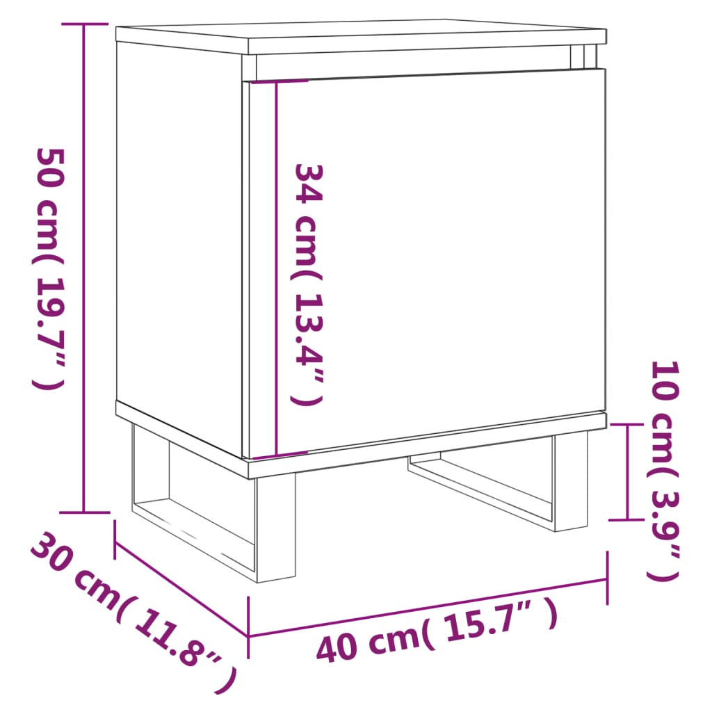 vidaXL Noptiere, 2 buc., stejar sonoma, 40x30x50 cm, lemn compozit